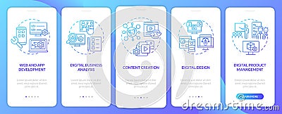 Advanced digital skills blue gradient onboarding mobile app screen Vector Illustration