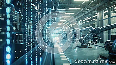 Advanced factory floor with machines operating automation. Stock Photo