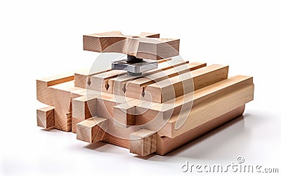 Advanced Finger Joint Shaping in Woodworking isolated on transparent background. Stock Photo