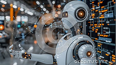 Advanced Humanoid Robot with AI Interface Stock Photo