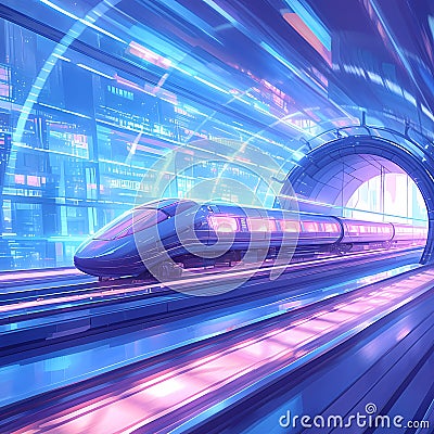 Advanced Hyperloop Train in Action Stock Photo