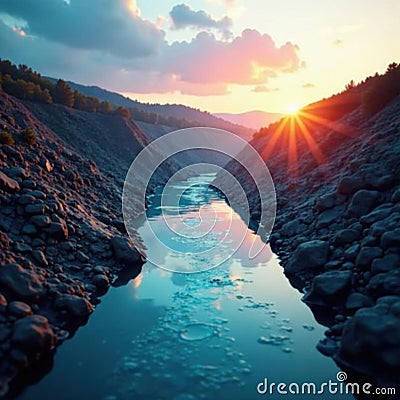Advanced IoT water monitoring system in mining operation, smart sensor, industrial automation, analytics Stock Photo