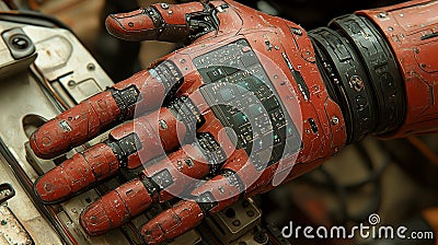 Advanced Microelectronics Hand System for Precision Control Stock Photo