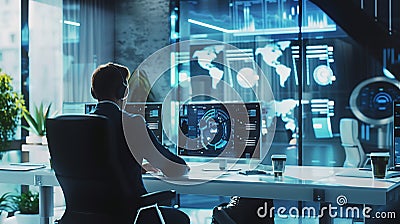 An Advanced Office Setting Where Ai Systems And Humans Work Side By Side, Showcasing The Future Of Technology And Ai Innovation, Stock Photo