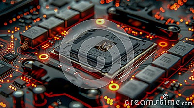 Advanced Processor Socket on High-Tech Circuit Board Stock Photo