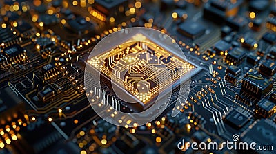 Advanced quantum computer circuits unveil subtle embedded security protocols, safeguarding data, Ai Generated Stock Photo