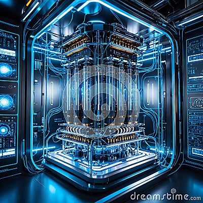 Advanced Quantum Computing Lab: The Future of AI and Technology Stock Photo