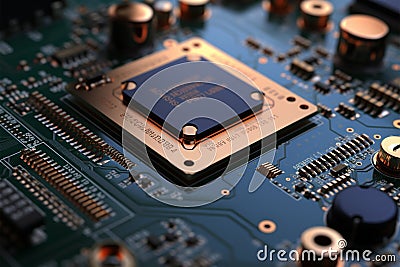 Advanced rendering creates a stunningly realistic 3D PCB representation Stock Photo