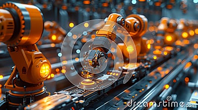 Advanced robotic arm in high-tech factory - generative ai Stock Photo