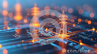 Advanced smart grid system with real-time energy monitoring and distribution, Energy tech, smart power management Stock Photo