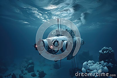 advanced submarine navigating through icy arctic waters Stock Photo