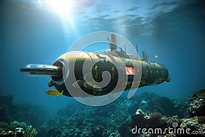 advanced submarine using solar energy panels Stock Photo