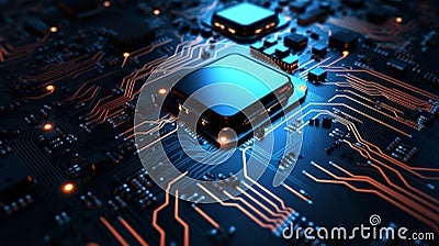 Advanced Technology Concept Visualization. Neural network AI generated Stock Photo