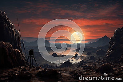 advanced telescope observing distant exoplanets Stock Photo