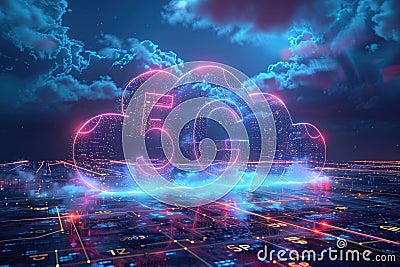 Advanced text 5G revolution, innovative data technologies that revolutionise the way we communicate, enabling instant Stock Photo