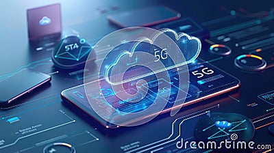 Advanced text 5G revolution, innovative data technologies that revolutionise the way we communicate, enabling instant Stock Photo
