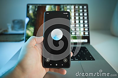 Advanced voice mode on ChatGPT developed by OpenAI displayed on smartphone screen Editorial Stock Photo