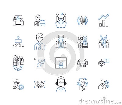 Advancement oppportunities line icons collection. Promotion, Career, Growth, Progression, Development, Advancement Vector Illustration