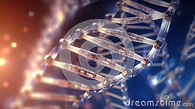 Advancements in Genetic Research: digital 3D DNA Strands Stock Photo