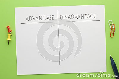 Advantage Disadvantage Concept Stock Photo