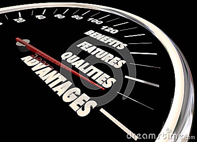 Advantages Benefits Qualities Speedometer Stock Photo