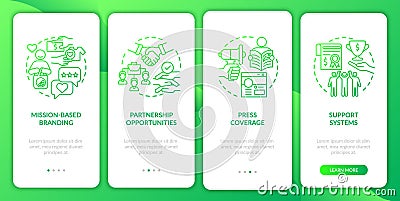 Advantages for social enterprise green onboarding mobile app page screen Vector Illustration