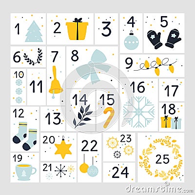 Advent calendar minimalism. Vector illustration Vector Illustration