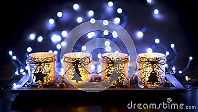 Advent, four candles decorated Stock Photo