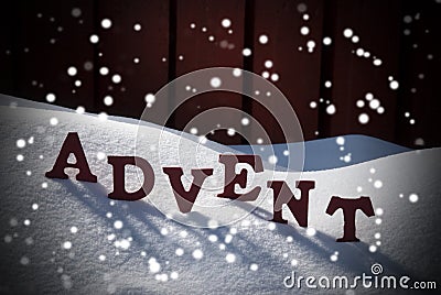 Advent Mean Christmas Time On Snow With Snowflakes Stock Photo