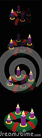 Advent Wreath One Two Three Four Candles Vector Illustration