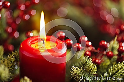 Advent wreath over red background Stock Photo