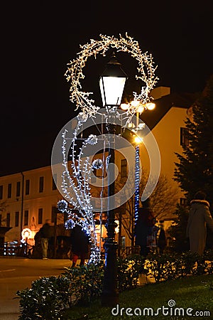 Advent in Zagreb, Croatia, Street light with Christmas decoration Editorial Stock Photo