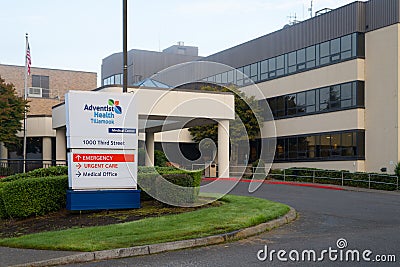 Adventist Health Medical Center in Tillamook Oregon building and sign Editorial Stock Photo