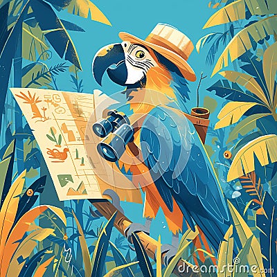 Adventure Awaits - A Parrot's Journey Stock Photo