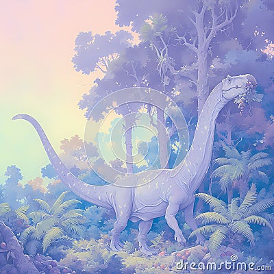 Adventure Awaits: Therizinosaurus in a Forest Stock Photo