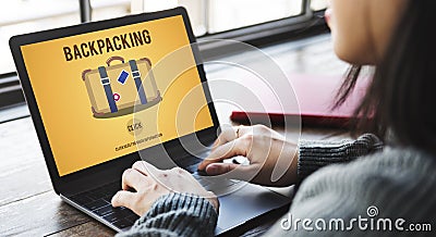 Adventure Backpacking Travel Destination Wander Concept Stock Photo