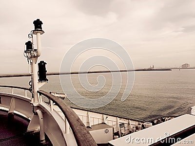Adventure boat flags landscape ocean sailing sea seascape ship transport water Stock Photo