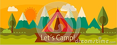 Adventure camping banner Vector Illustration