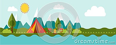 Adventure camping banner Vector Illustration