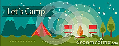 Adventure camping banner Vector Illustration