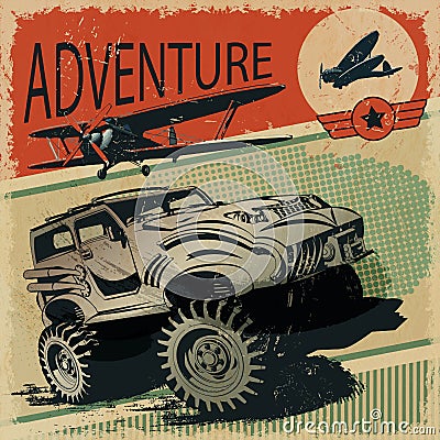 Adventure grunge poster Stock Photo