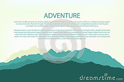 Adventure. Mountain background landscape, hills silhouette Vector Illustration