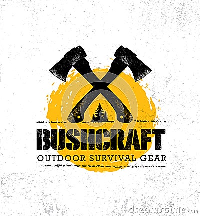 Adventure Mountain Hike Bushcraft Creative Motivation Sign Set Concept. Survival Equipment Vector Outdoor Design Vector Illustration