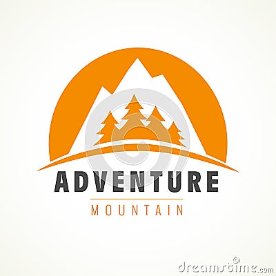 Adventure mountain pine tree logo Vector Illustration