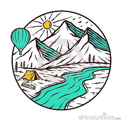 Adventure into the mountains vector illustration Vector Illustration