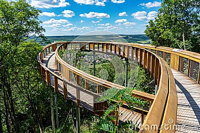 Adventure over the woods and the city wooden tree crown path way trail over the forest Stock Photo