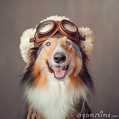 Adventure Pup.The Aviator Dog Stock Photo