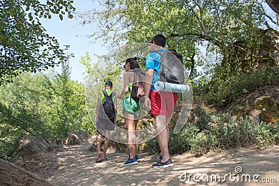 Adventure, travel, tourism, active rest, hike and people friendship concept Stock Photo