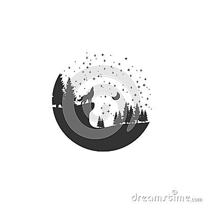 Wolf adventure logo design Vector Illustration