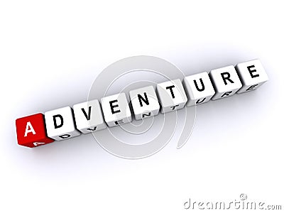 adventure word block on white Stock Photo